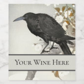 Crow Raven Koson Japanese Bird Wijn Etiket (Enkel label)