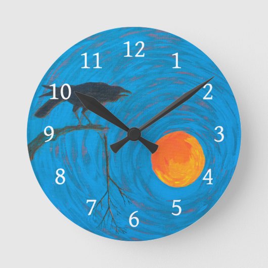 crow raven maan ronde klok (Voorkant)