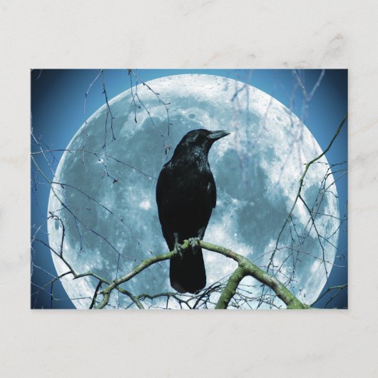 Crow Raven Moon Night Gothic Fantasy Stunning Briefkaart (Voorkant)