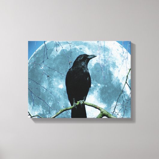 Crow Raven Moon Night Gothic Fantasy Stunning Canvas Afdruk (Voorkant)