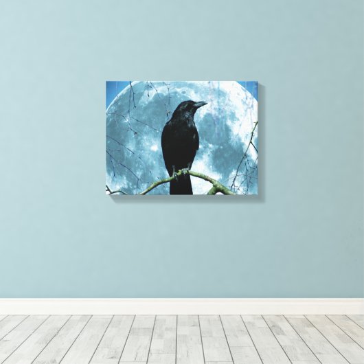 Crow Raven Moon Night Gothic Fantasy Stunning Canvas Afdruk (Insitu (Houten vloer))