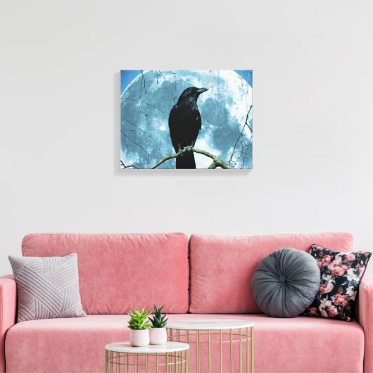 Crow Raven Moon Night Gothic Fantasy Stunning Canvas Afdruk (Insitu (Woonkamer))