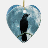 Crow Raven Moon Night Gothic Fantasy Stunning Keramisch Ornament (Rechts)