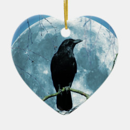 Crow Raven Moon Night Gothic Fantasy Stunning Keramisch Ornament