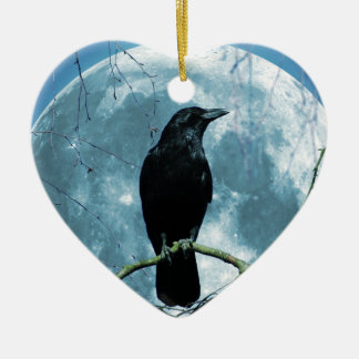 Crow Raven Moon Night Gothic Fantasy Stunning Keramisch Ornament