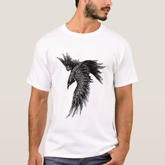 Crow Raven Norse Viking Symbol T-shirt (Voorkant)