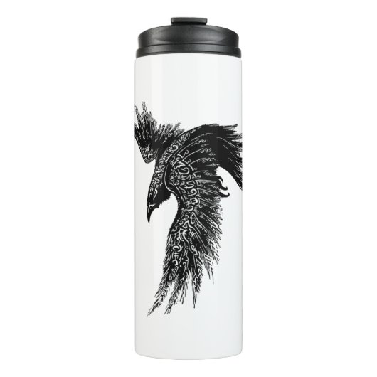 Crow Raven Norse Viking Symbol Thermosbeker (Voorkant)
