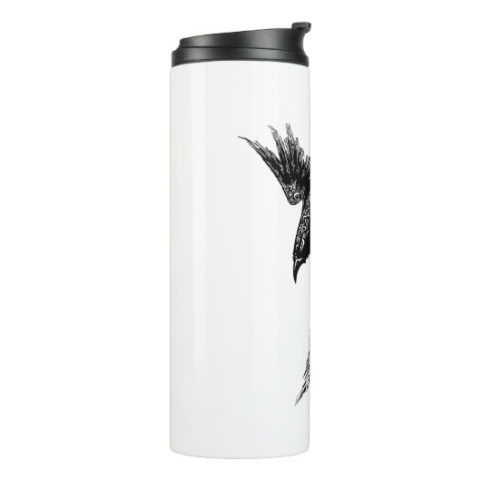Crow Raven Norse Viking Symbol Thermosbeker (Gedraaid links)