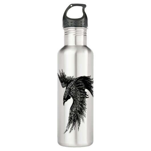 Crow Raven Norse Viking Symbol Waterfles (Voorkant)
