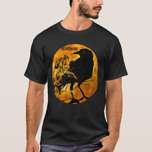 Crow Raven Sinaasappel en zwart Volle Maan Spectre T-shirt (Voorkant)