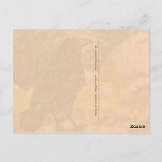 Crow Raven teasing Grizzly Beer wildlife briefkaar Briefkaart (Achterkant)