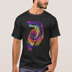 Crow Raven Tie Dye Colors Hippy Tribal Design T-shirt