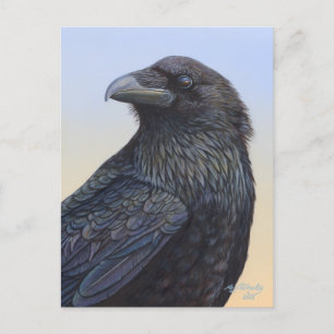 Crow Raven Zonsondergang Schilderij Kunst Briefkaart