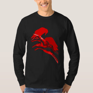 Crow Raven Zwart Rood Mode Designer T-shirt