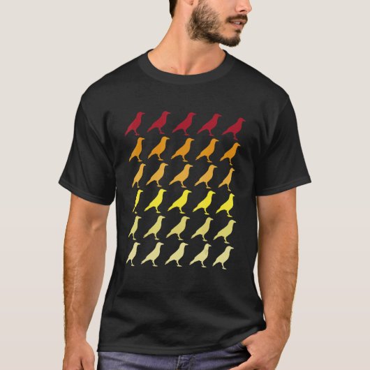 Crow Retro Animal Patroon T-shirt (Voorkant)