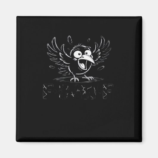 Crow, Retro F-Caw-F Bird Crow Funny Crow Bird Cawi Magneet (Voorkant)
