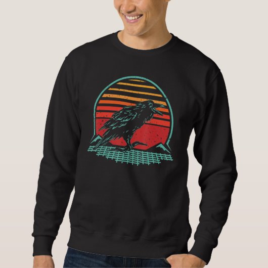 Crow Retro Vintage 80's Style Animal Synthwave Trui (Voorkant)