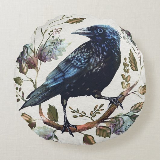 Crow Rond Kussen (Voorkant)