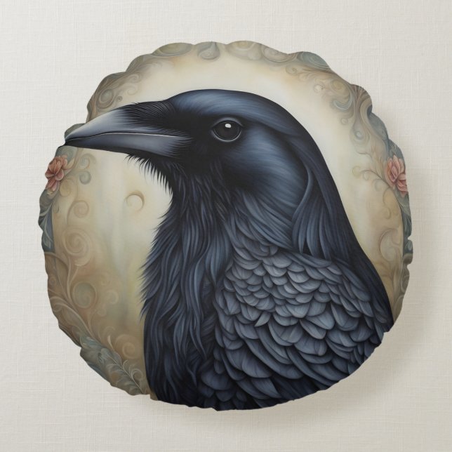 Crow Rond Kussen (Voorkant)