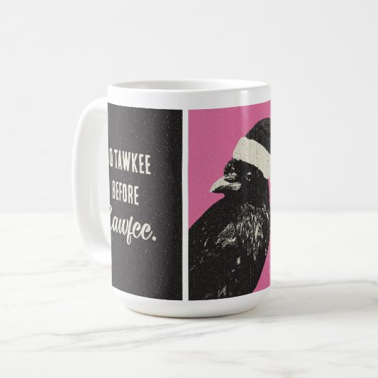 Crow Santa Pink Black Cawfee Christmas Coffee Mug Koffiemok (Voorkant links)