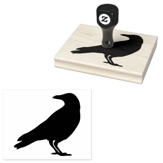 Crow Silhouette, Black Bird, 4 x 5 inch Rubber Sta Rubberstempel (Gestempeld)