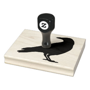 Crow Silhouette, Black Bird, 4 x 5 inch Rubber Sta Rubberstempel
