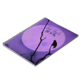 Crow Silhouette Lavender Paarse Moon Notitieboek (Linkerzijde)