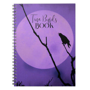 Crow Silhouette Lavender Paarse Moon Notitieboek
