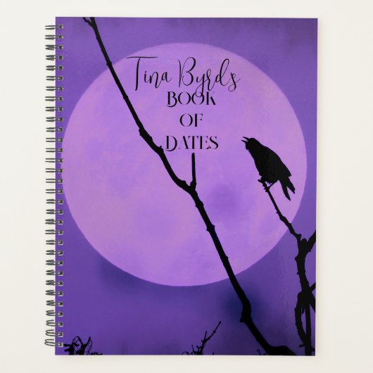 Crow Silhouette Lavender Paarse Moon Planner (Voorkant)
