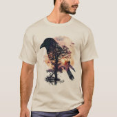 Crow Silhouette - Raven Silhouette bij zonsonderga T-shirt (Voorkant)