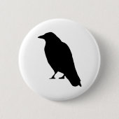 Crow Silhouette Ronde Button 5,7 Cm (Voorkant)
