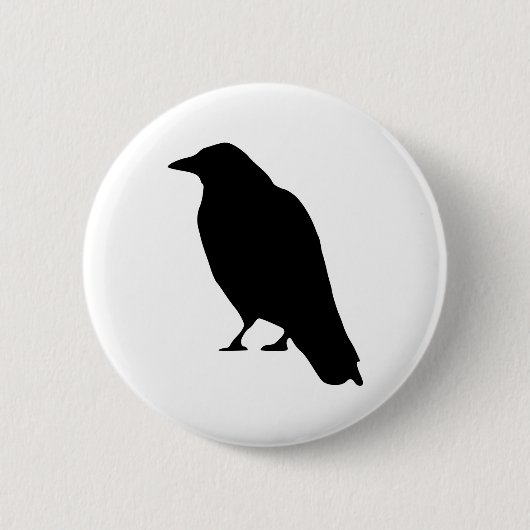 Crow Silhouette Ronde Button 5,7 Cm (Voorkant)