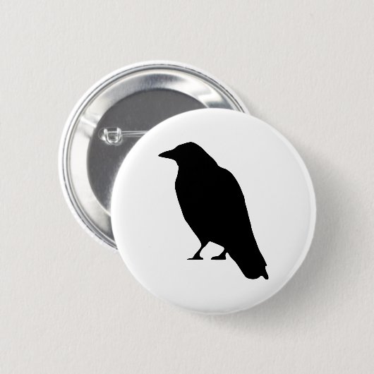 Crow Silhouette Ronde Button 5,7 Cm (Voorkant /achterkant)