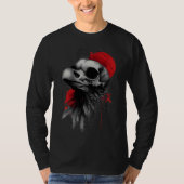 Crow Skull Barbed Wire Grunge Long Sleeve T-Shirt (Voorkant)
