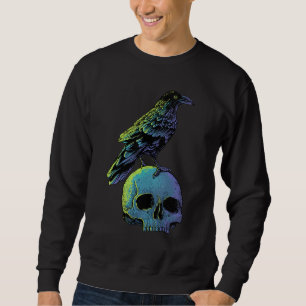  Crow Skull Spooky Raven Gothic Halloween A Trui