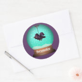 Crow Snow wereldbol raven herfst Unieke paarse got Ronde Sticker (Envelop)