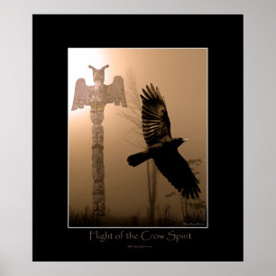 CROW SPIRIT & Totem Pole Art Poster (kleiner forma
