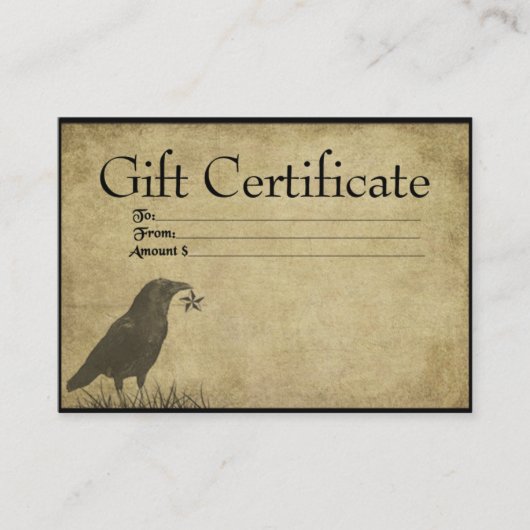 Crow & Star- Prim Cards voor Cadeaubonnen Kortingskaartje (Voorkant)
