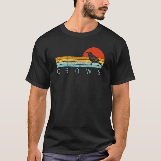 Crow  Sunset Retro Style Cute Raven 2 T-shirt (Voorkant)