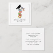 Crow & Tea Cups Art grillig Vierkante Visitekaartje (Voorkant / Achterkant)