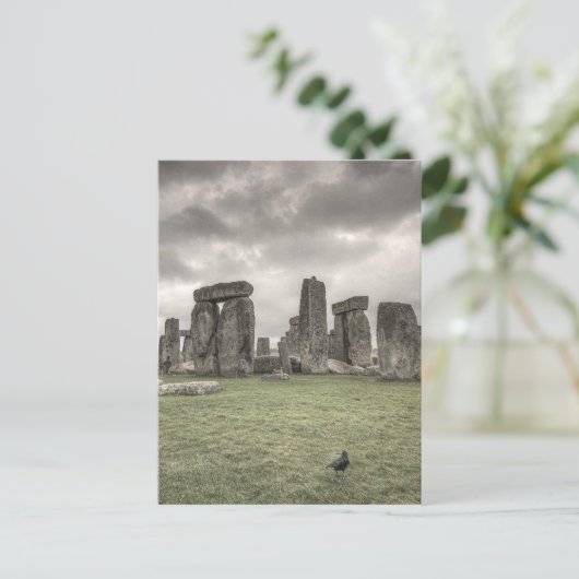 Crow voor Stonehenge, Engeland Briefkaart (Staand voorkant)