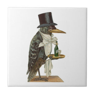 Crow Waiter Tile Tegeltje