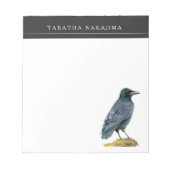 Crow Waterverf Art | Naam toevoegen Notitieblok (Voorkant)