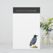 Crow Waterverf Painting Briefpapier (Staand voorkant)