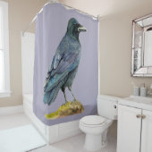 Crow Waterverf Painting Douchegordijn (In situ)