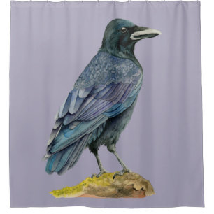 Crow Waterverf Painting Douchegordijn