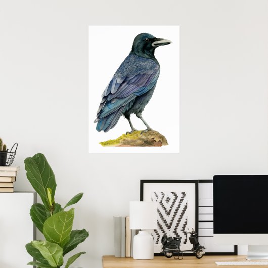 Crow Waterverf Painting Poster (Thuiskantoor)