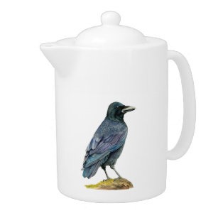 Crow Waterverf Painting Theepot