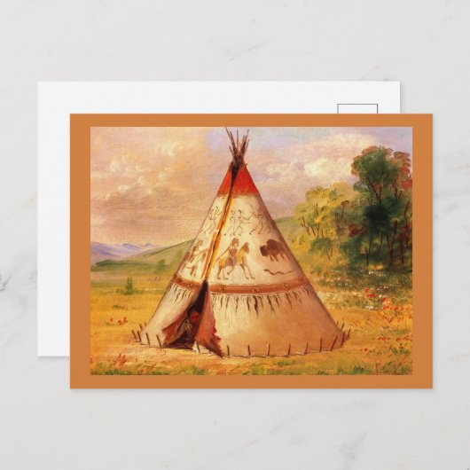Crow WigWam. George Catlin's  kunst Briefkaart (Voorkant / Achterkant)