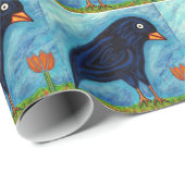 Crow with Tulip Wrapping Paper Cadeaupapier (Rol Hoek)